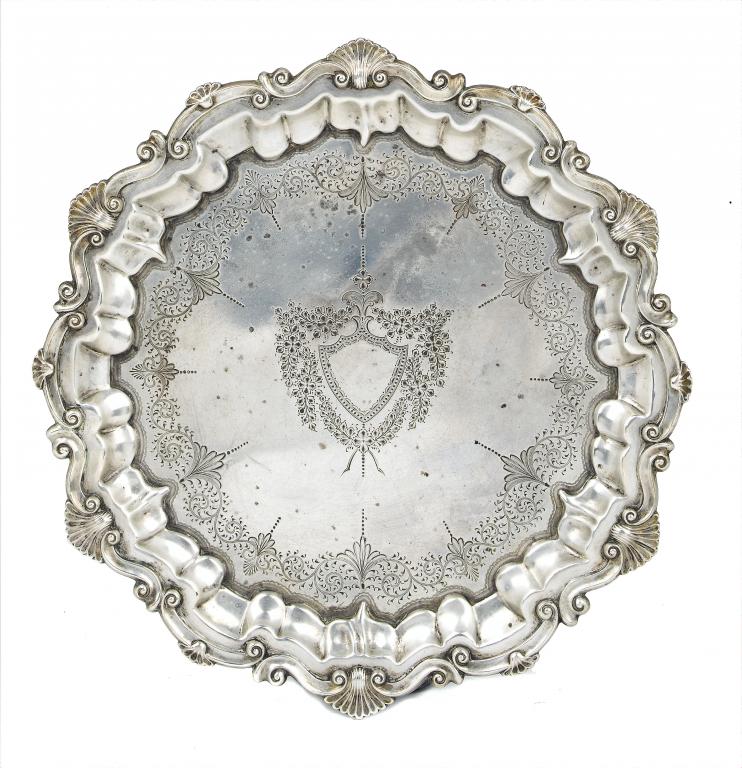 Appraisal: AN EDWARD VII WAITER engraved and bright cut with swags