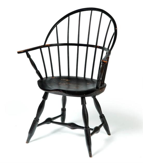 Appraisal: SACK-BACK WINDSOR ARMCHAIR New England late th century mixed woods