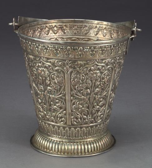 Appraisal: Attractive Anglo-Indian Sterling Silver Ice Pail in an elaborate overall