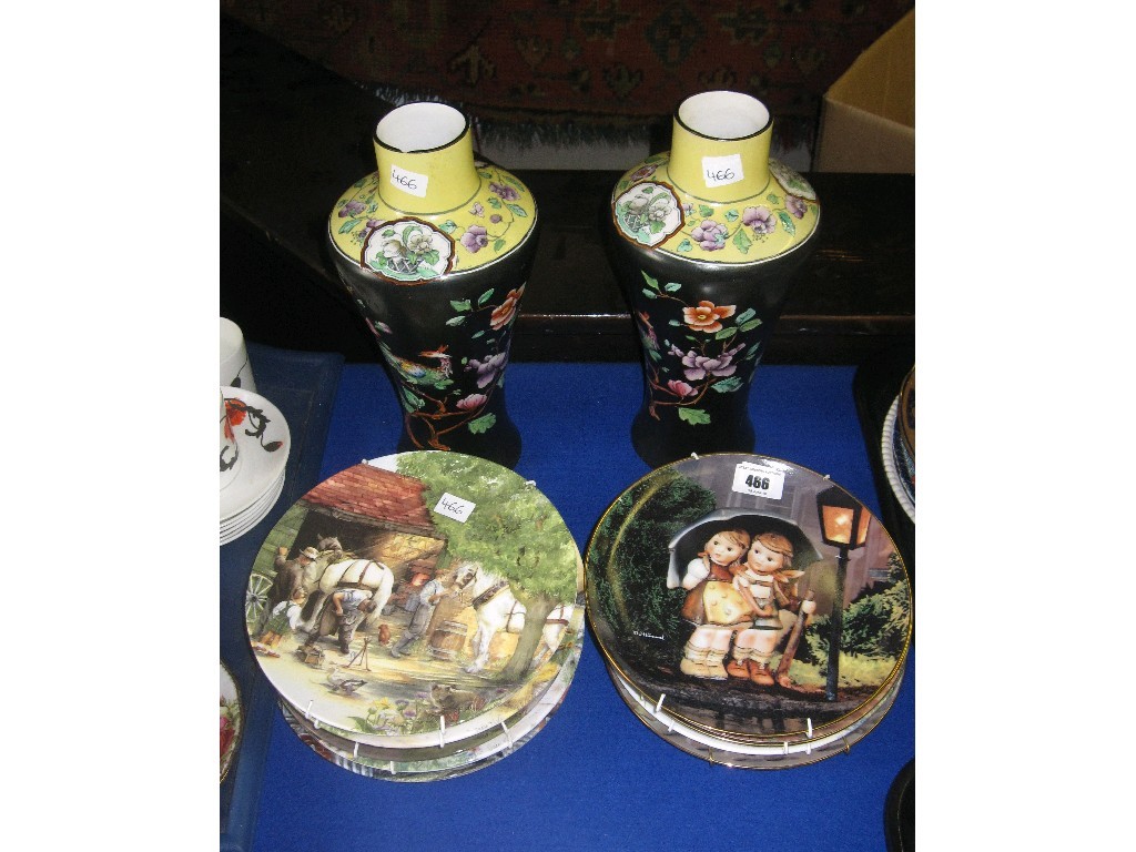 Appraisal: Lot comprising two Corona Ware oriental style vases and thirteen