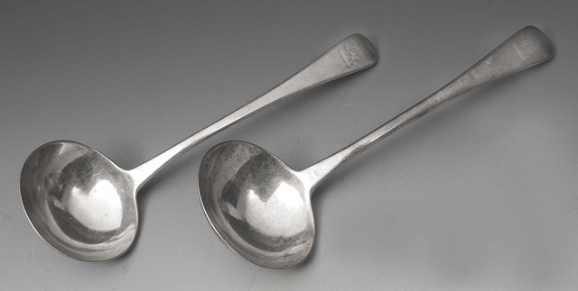 Appraisal: A PAIR OF GEORGE III SILVER LADLES London