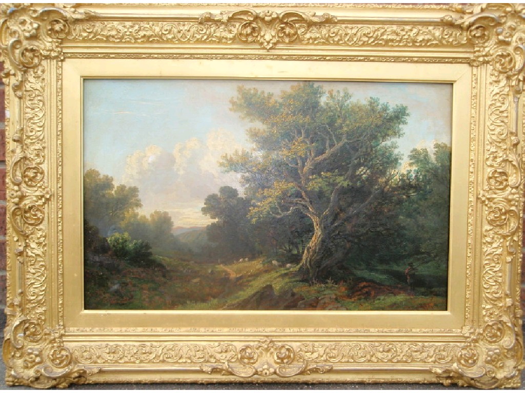 Appraisal: H Hewitt thC Shepherd and sheep in a woodland landscape