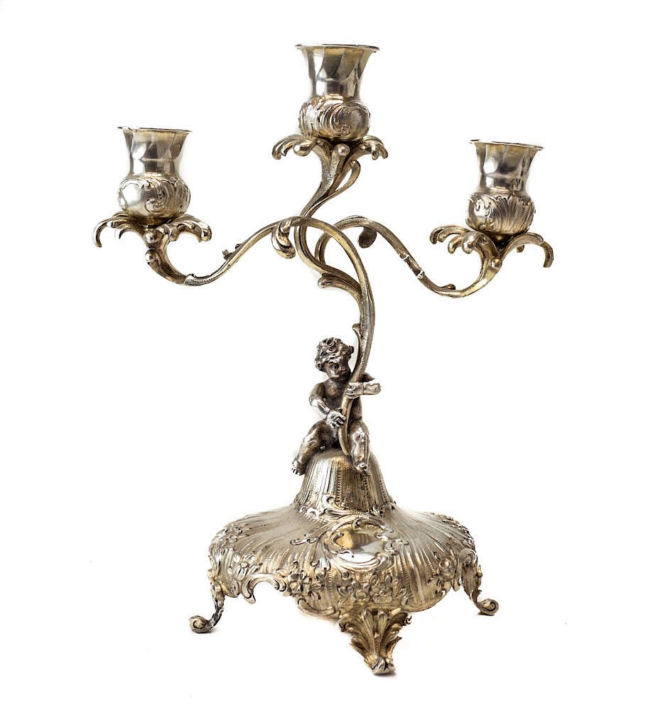 Appraisal: Dutch Silver Candelabras A th Century Dutch silver -light candelabra