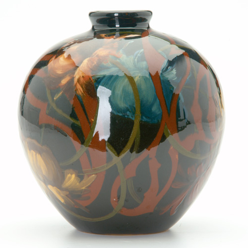 Appraisal: WELLER DICKENSWARE I Bulbous vase exceptionally well decorated by Frank