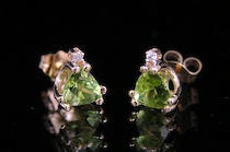 Appraisal: Ladies' Peridot and Diamond Ear Studs k yellow gold ear