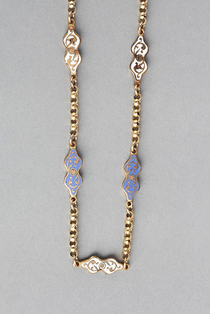 Appraisal: A RUSSIAN GILT METAL NECKLACE with shaped enamelled panels