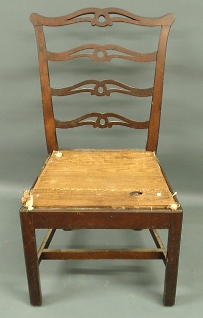 Appraisal: Philadelphia Chippendale ribbon-back side chair mahogany h x w x