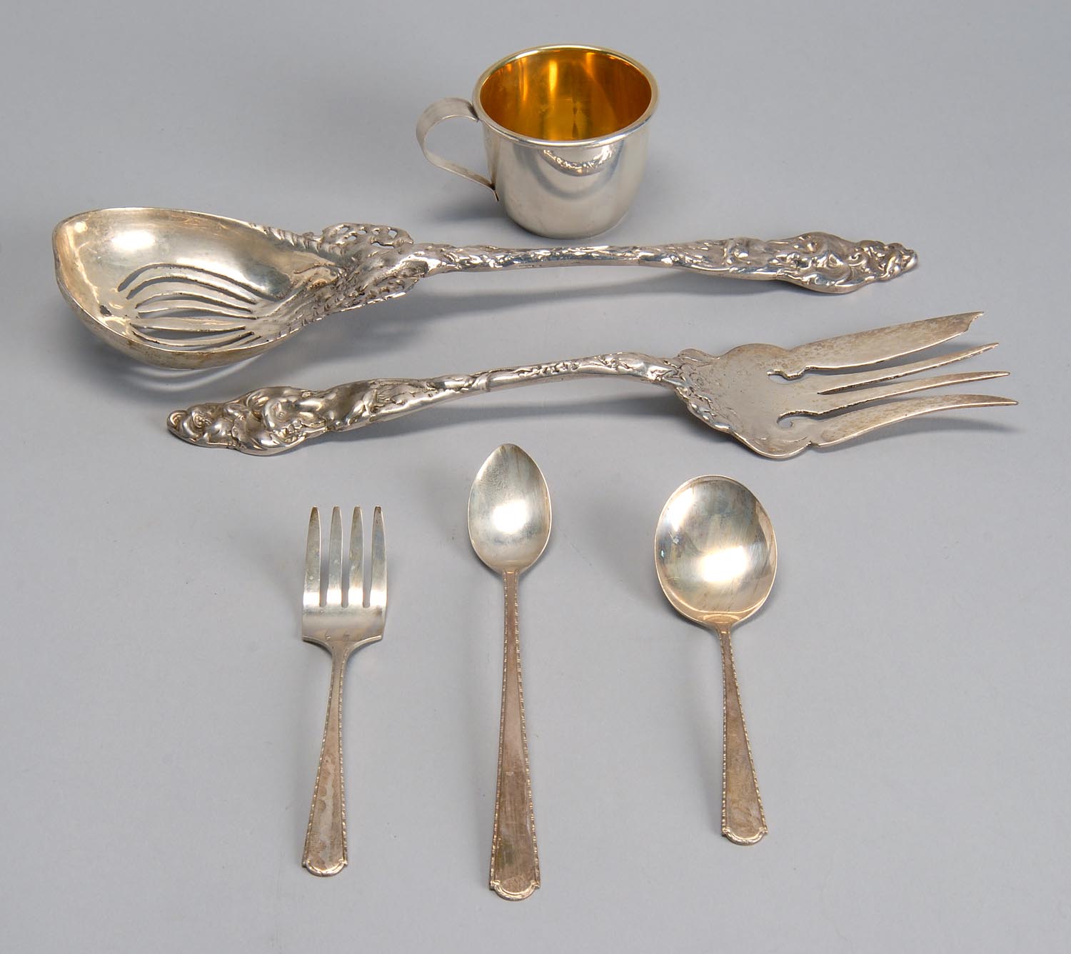 Appraisal: FOUR-PIECE STERLING SILVER BABY SET BY WEIDLICH includes baby cup