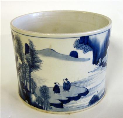 Appraisal: Chinese porcelain blue and white brushpotH Diam in