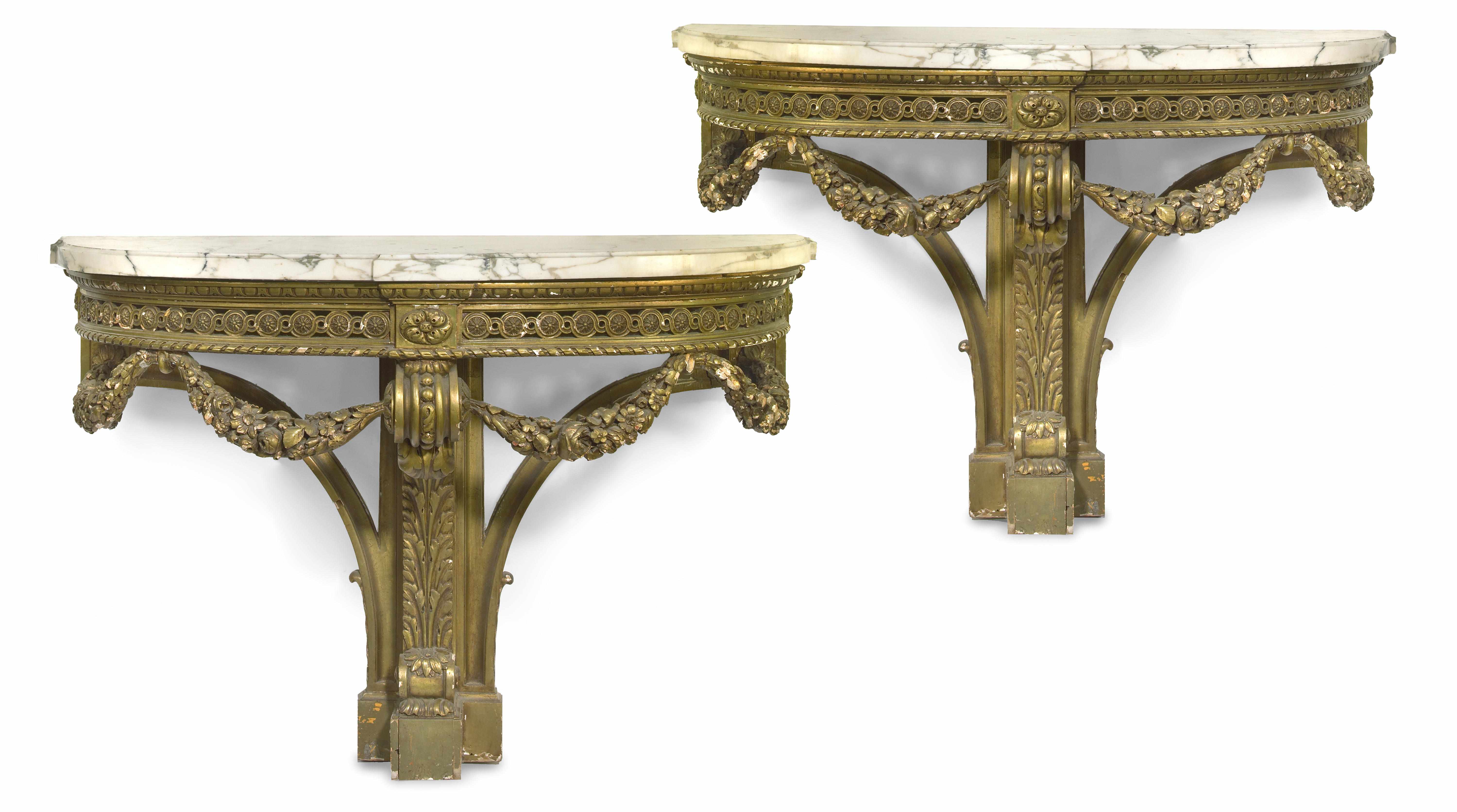 Appraisal: A pair of Louis XVI style carved giltwood and gesso