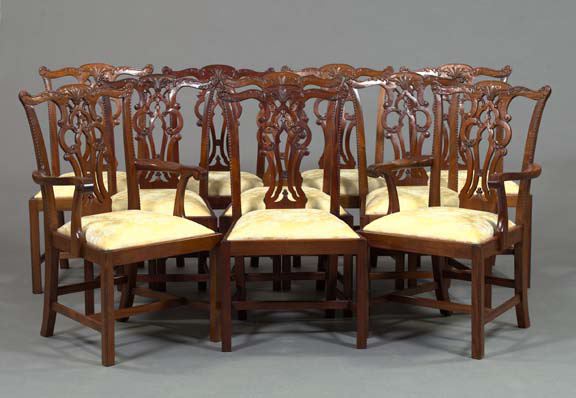 Appraisal: Suite of Ten George III-Style Dining Chairs consisting of two