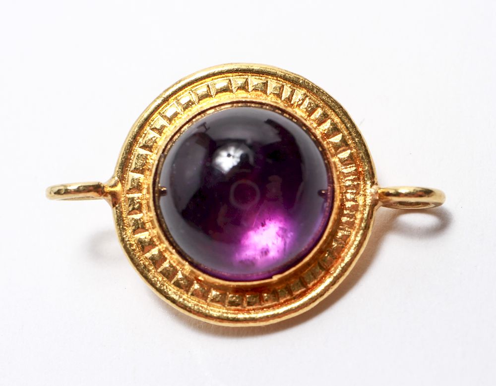 Appraisal: K Yellow Gold Cabochon Amethyst Pendant High gold karat K