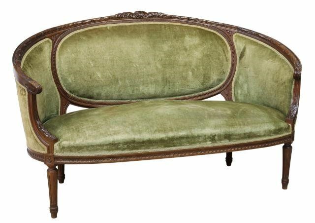 Appraisal: French Louis XVI style settee sofa early th c walnut