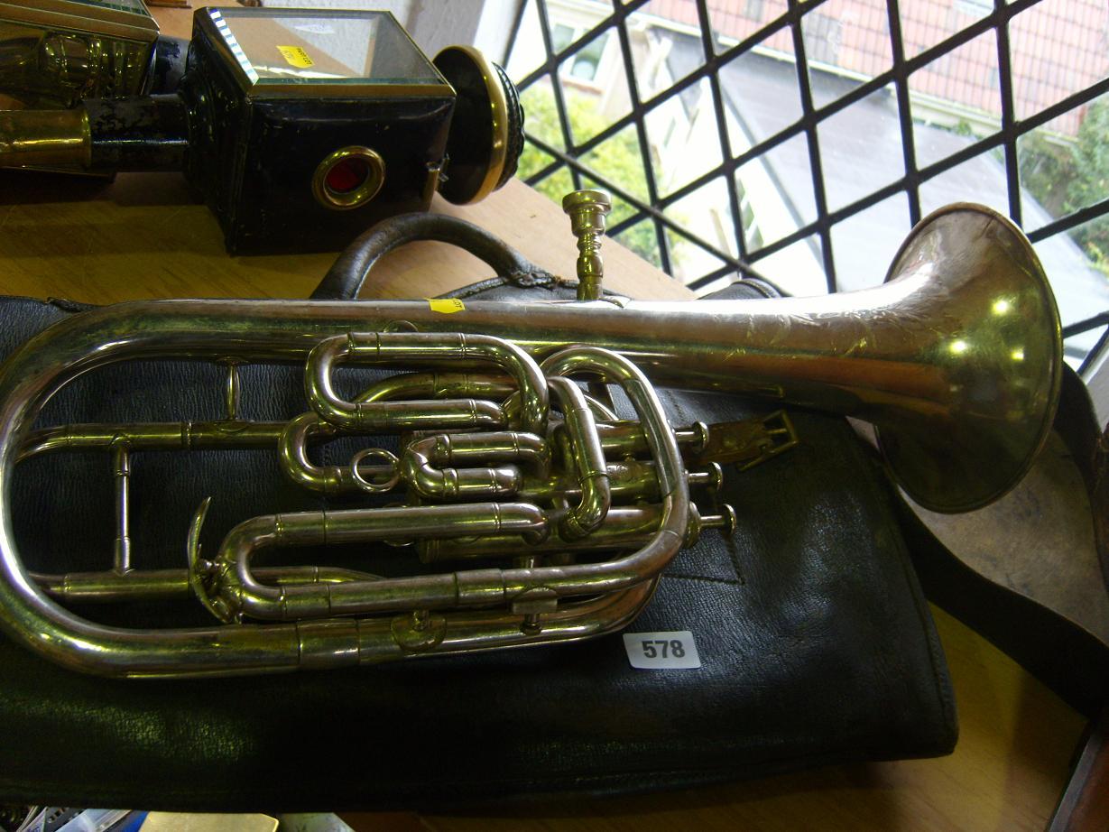 Appraisal: A leather cased tenor horn marked Besson Co with registration