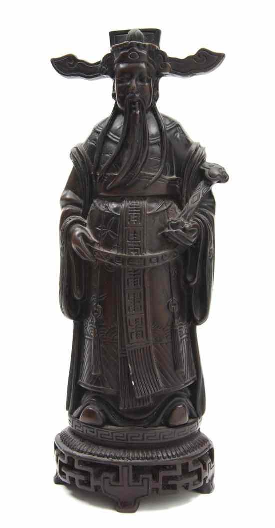 Appraisal: A Chinese Cast Metal Figure depicting an emperor in a