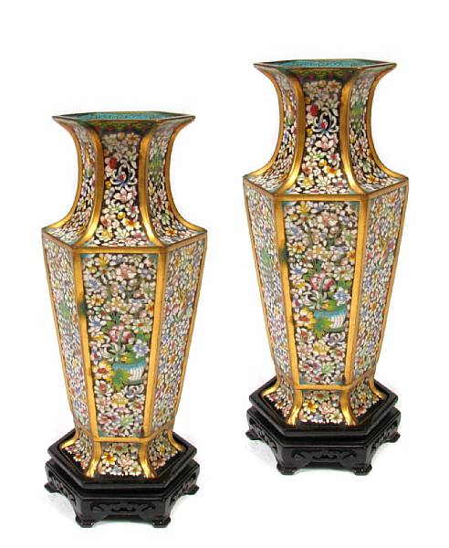 Appraisal: A pair of Chinese cloisonne vases early th century height