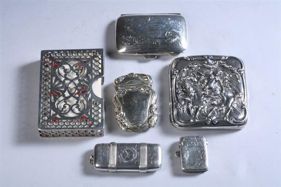 Appraisal: SIX STERLING SILVER OBJECTS DE VERTU Including cigarette case the