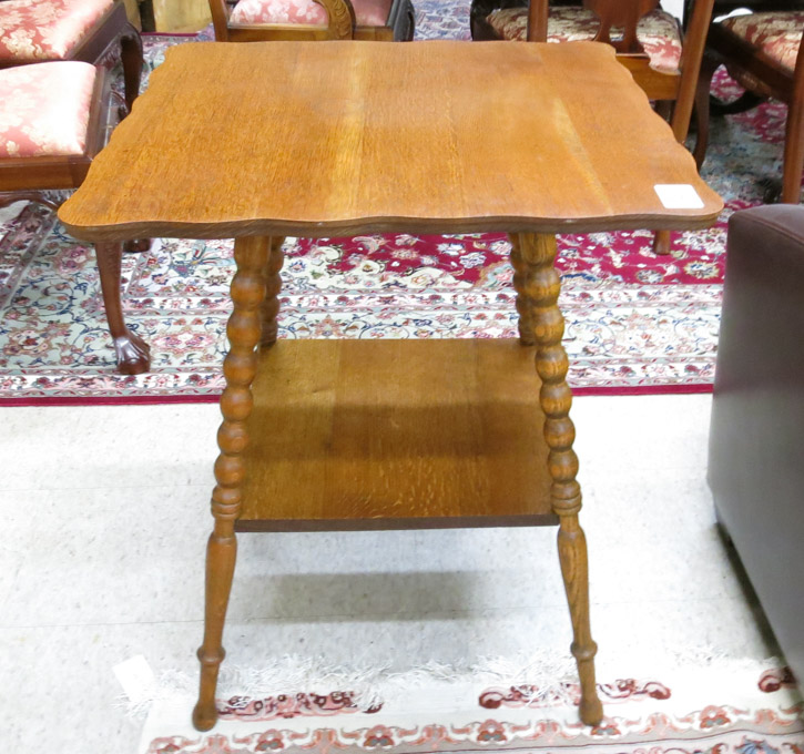 Appraisal: LATE VICTORIAN SQUARE OAK LAMP TABLE American c the four