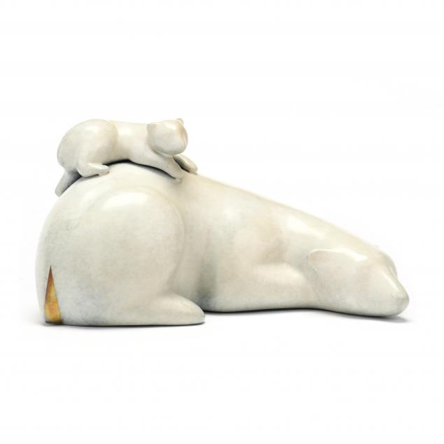 Appraisal: LOET VANDERVEEN AMERICAN DUTCH - POLAR BEAR AND BABY RECLINING