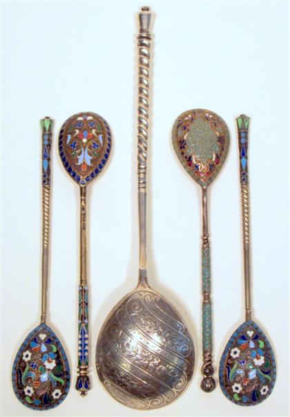 Appraisal: Five Russian silver spoons late th century