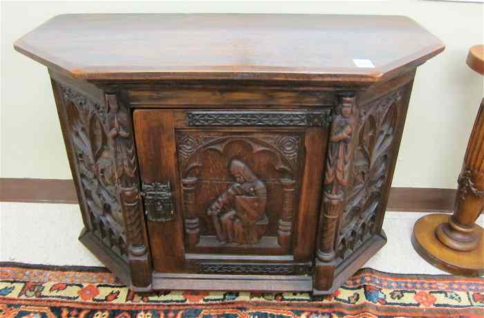 Appraisal: GOTHIC REVIVAL CARVED OAK CONSOLE CABINET Belgian dated the front