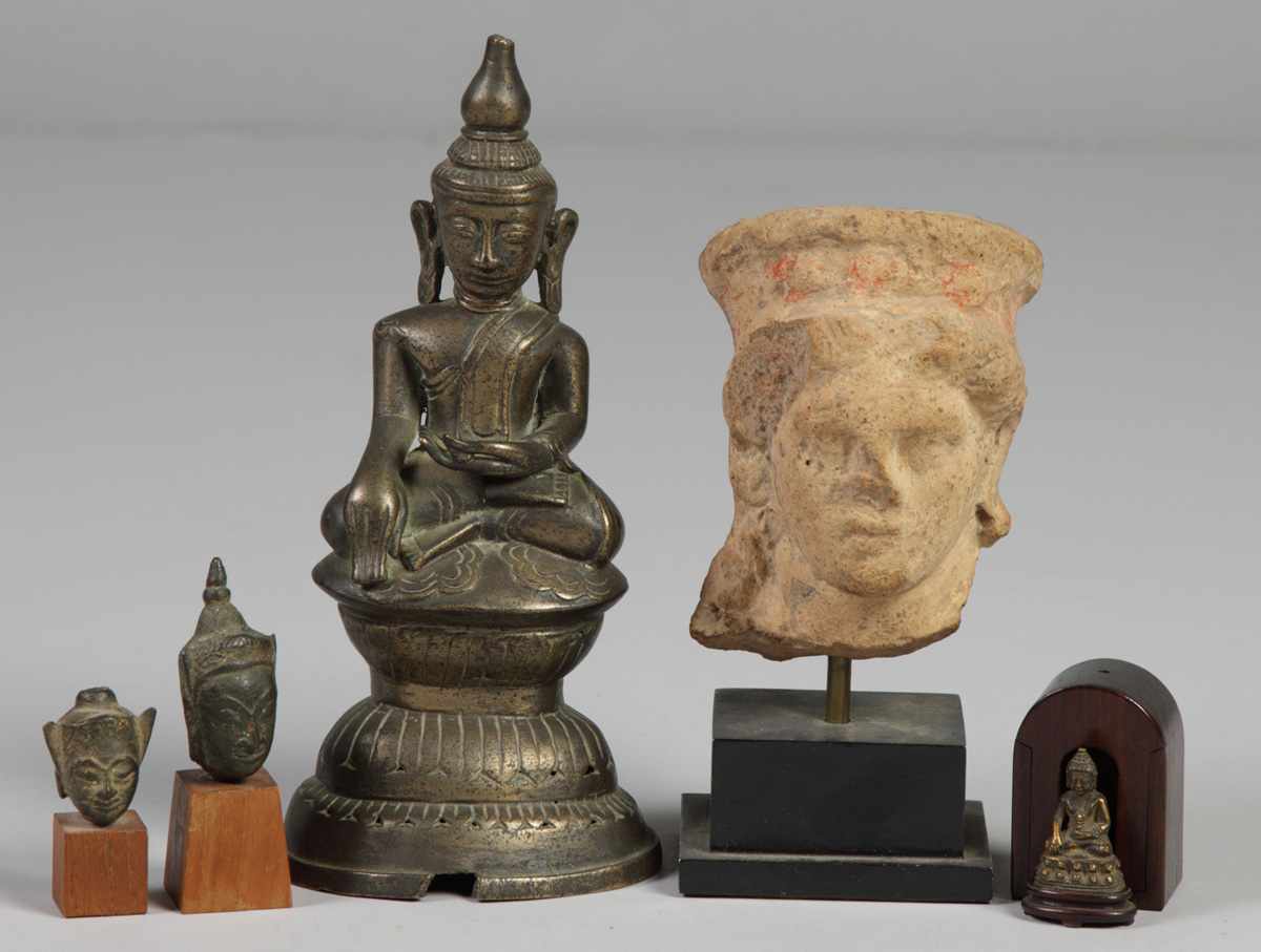 Appraisal: Group of Oriental Figures Patinated metal some loss to front