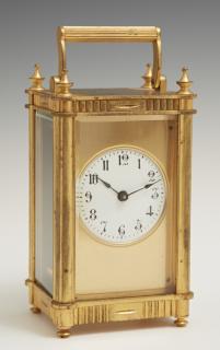 Appraisal: English Gilt Brass Carriage Clock th c with a English