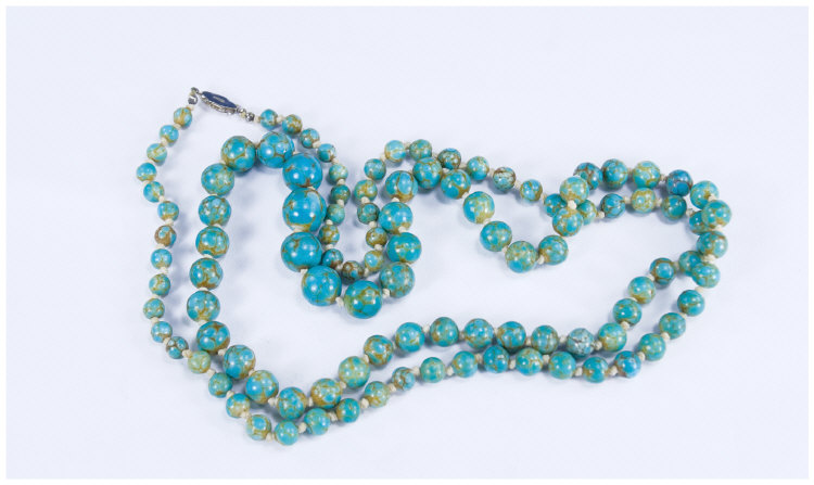 Appraisal: Long Strand Of Graduating Turquoise Beads