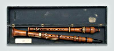 Appraisal: Two th century woodwind instruments fruitwood probably pear flageolet marked