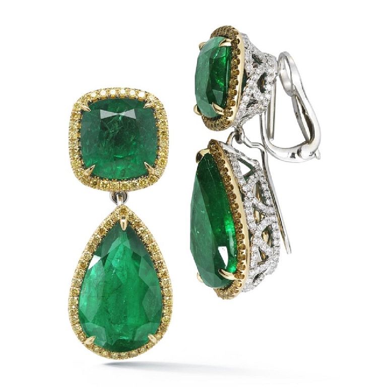 Appraisal: ct Emerald And ct Diamond Earrings An extraordinary and versatile