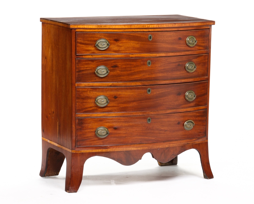 Appraisal: NEW ENGLAND HEPPLEWHITE BOWFRONT CHEST Late th-early th century mahogany