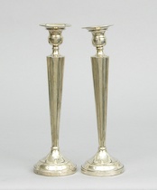 Appraisal: A Pair of Sterling Silver Candlesticks Elegant shape with tapered