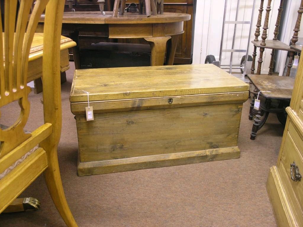 Appraisal: A late Victorian waxed pine blanket chest boarded construction with