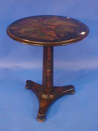 Appraisal: An early thC ebonised pedestal table with circular tilt top