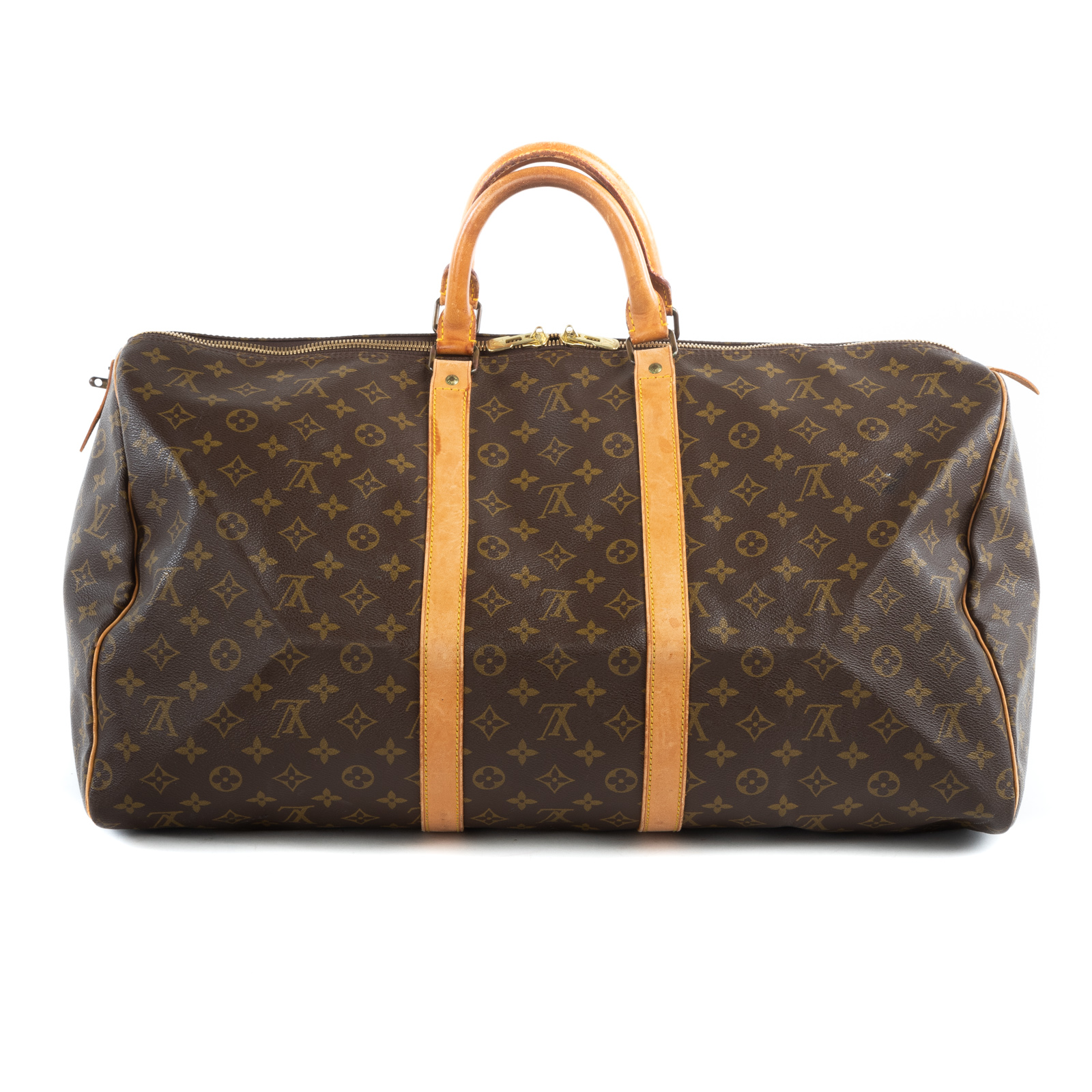 Appraisal: A LOUIS VUITTON MONOGRAM KEEPALL A brown and tan Monogram