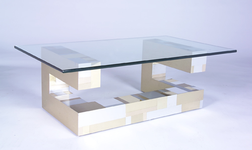 Appraisal: PAUL EVANS CITYSCAPE Coffee table with plate glass top resting