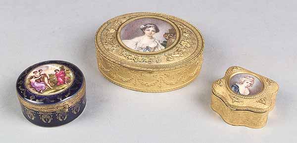 Appraisal: A Group of Three Antique French Porcelain and Gilt Bronze