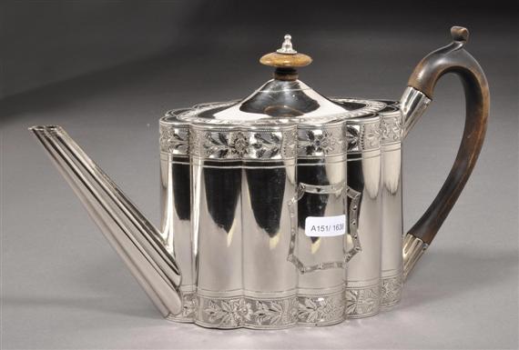 Appraisal: TEAPOT London Maker's mark Henry Chawner With engraved cartouche and