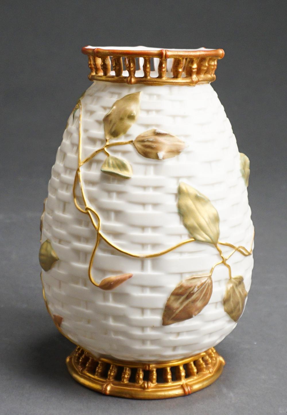 Appraisal: WORCESTER PARTIAL GILT PORCELAIN VASE H IN CM Worcester Partial