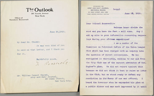 Appraisal: Theodore Roosevelt signed typed letter dated June on The Outlook