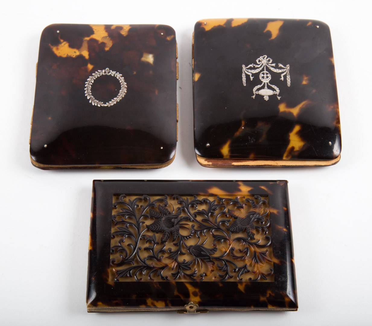 Appraisal: Thre Victorian tortoiseshell calling card cases second half- th century