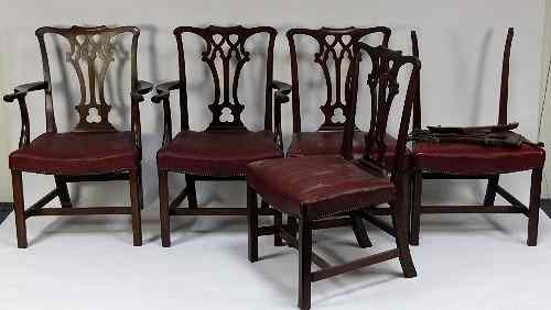 Appraisal: A set of five George III style mahogany chairs with