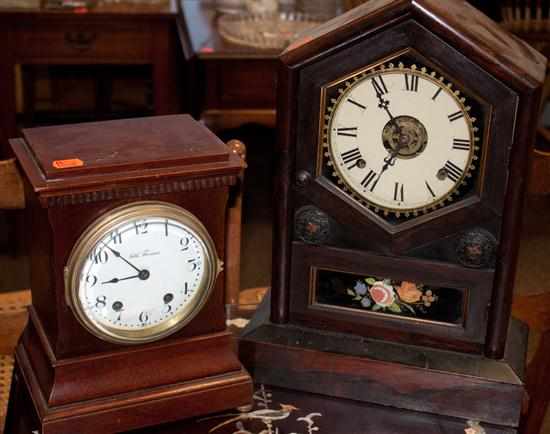 Appraisal: Victorian rosewood kitchen clock and a Seth Thomas cherrywood mantel