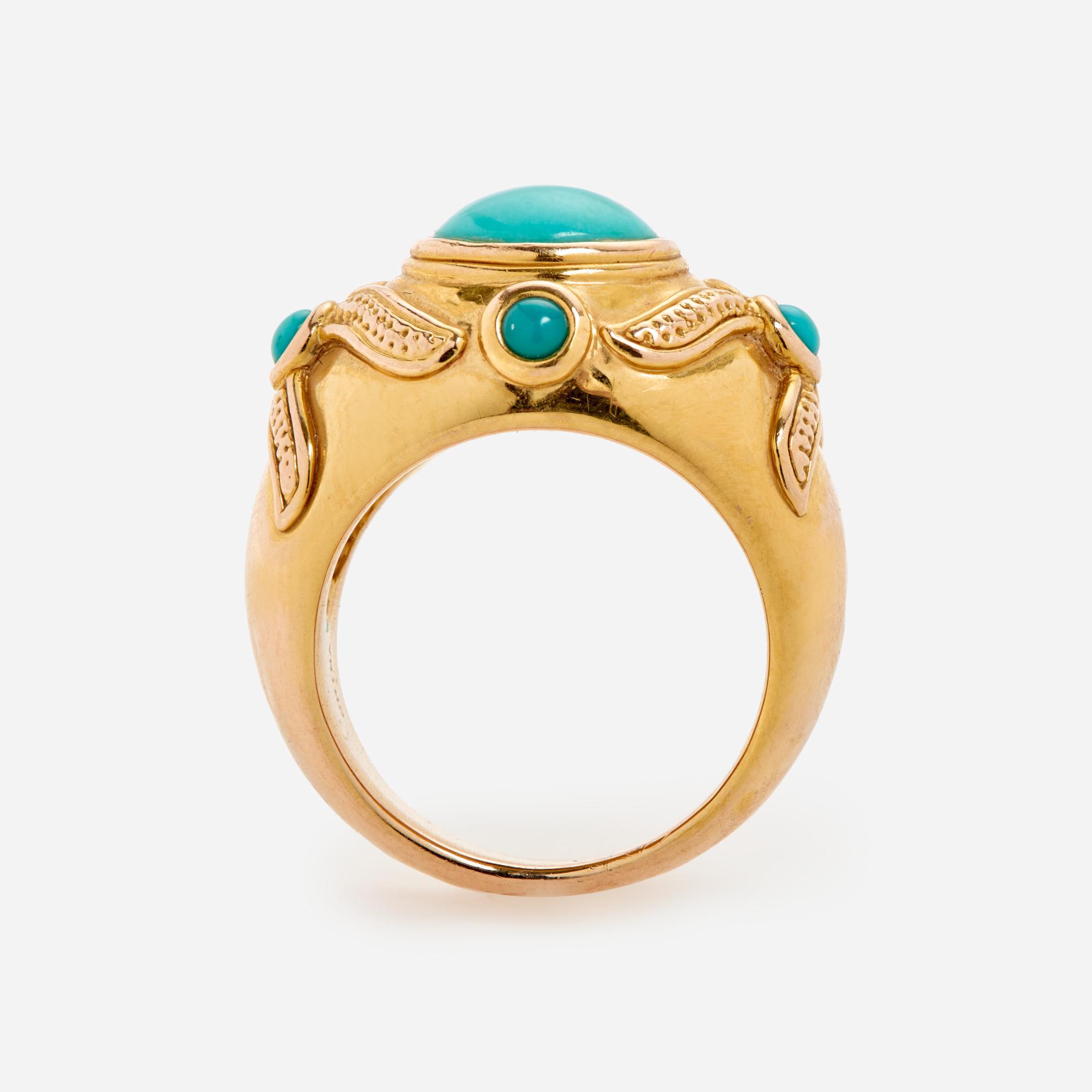 Appraisal: SLEEPING BEAUTY TURQUOISE CABOCHON RING IN K SZ A k