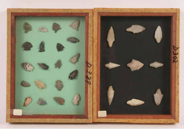 Appraisal: Two frames D with arrowheads from Pike Co AR and