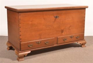 Appraisal: Pennsylvania Chippendale Walnut Dower Chest Molded lid interior with wrought