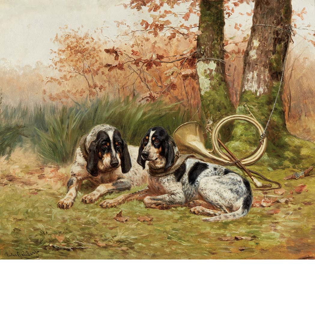 Appraisal: Jules Bertrand Gelibert French - Bluetick Hounds at Rest Signed