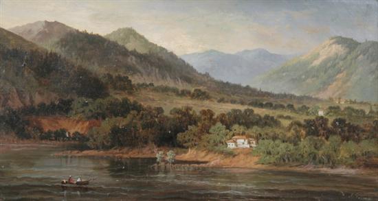 Appraisal: EDWARD GOODES American th century TWO BOATERS ON A MOUNTAIN