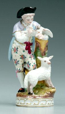 Appraisal: th century Meissen figure boy with carrier pigeon and lamb