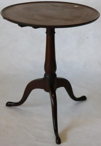 Appraisal: TH C AMERICAN QUEEN ANNE DISH TOP CANDLE STANDWITH TIP-TOP